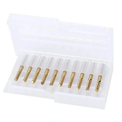 Imagen de Fresas de carburo tungsteno, 10 piezas 1/8 Pulgadas Vástago Atornillado, Recubierto Titanio PCB Grabado CNC