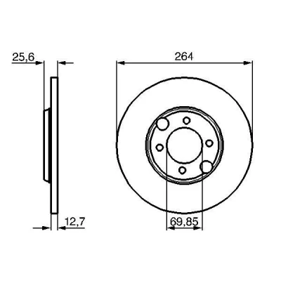 Imagen de BOSCH 0 986 478 689 Disco de freno 264 13 4 95,25 macizo aceitado