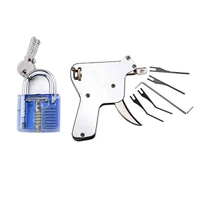 Imagen de Loboo Idea Pistola de selección cerradura múltiple, herramientas apertura puerta cerrajería con prastice azul, kit reparación