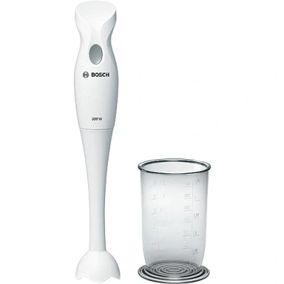 Imagen de Bosch Mixxo MSM6B150 Batidora de mano, 300 W, velocidad Turbo, cúpula con cuchilla acero inoxidable, vaso mezclas, color blanco