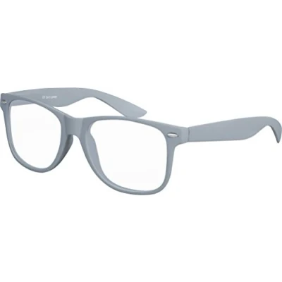 Imagen de Balinco Nerd Gafas De Sol Con Lentes Transparentes Goma Mate Retro Vintage Unisex Bisagra Muelle (Gris)
