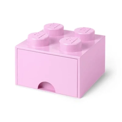 Imagen de Room Copenhagen 4005 Lego Ladrillo 4 pomos, 1 cajón, Caja de almacenaje apilable, 4,7 l, Legion/Light Purple, 25 x 18 cm