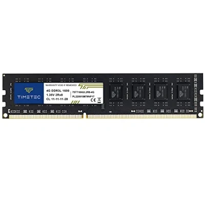 Imagen de Timetec DDR3L/DDR3 1600MHz PC3L 12800/PC3 12800 Non ECC Unbuffered CL11 2Rx8 Dual Rank 240 Pin UDIMM Desktop PC Computer Memory RAM Module Upgrade (4GB)