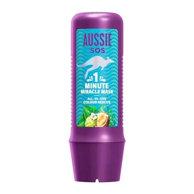 Imagen de Aussie SOS 1 Minute Miracle All In One Colour Rescue Mascarilla 250ml. Nutre Intensamente El Pelo Seco Y Teñido. Más Brillo, Luz Suavidad, Para Un Liso, Suave E Hidratado