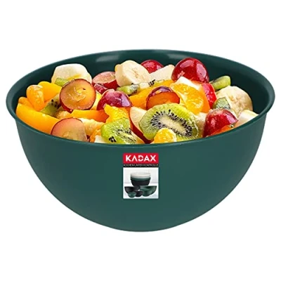 Imagen de KADAX cuenco de plástico, ensaladera, apilable, cocina, redondo para servir ensalada, masa, apto lavavajillas (5L, verde)