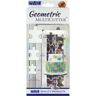 Imagen de PME Multicortadores geométricos para diseño de Tartas, Rompecabezas tamaño pequeño, Mediano y Grande, Juego 3, Blanco, 3 Unidades,