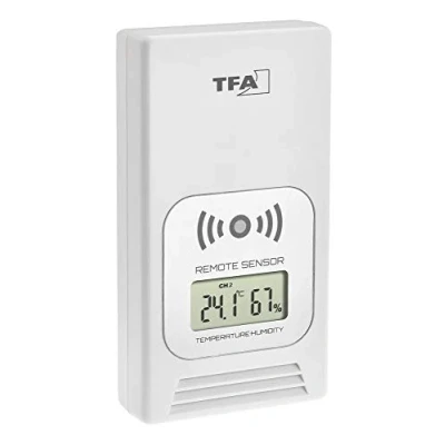 Imagen de TFA Dostmann transmisor de Temperatura con Pantalla, Repuesto para estación meteorológica inalámbrica Life 35.1153, Blanco, 49 x 31 91 mm