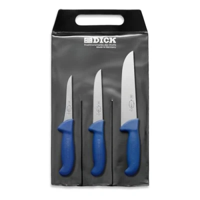 Imagen de F. DICK Juego de cuchillos ErgoGrip 3 piezas (Cuchillo para hueso 13 cm estrecho», A. cuchillo 15 ancho», bloques 21 cm, HRC 56) 82 559 000