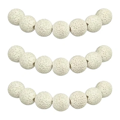 Imagen de MJDCB 12mm 30 piezas Cuentas de Piedra Difusor Aceites Esenciales Lava Blanca Redondas Sueltas Piedras Semipreciosas Naturales para Hacer Joyas Pulseras Collares