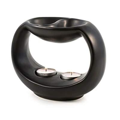 Imagen de pajoma Quemador de Aromas Yin &amp; Yang en Negro, Altura 14 cm, Adecuado para 2 aceites aromáticos Diferentes