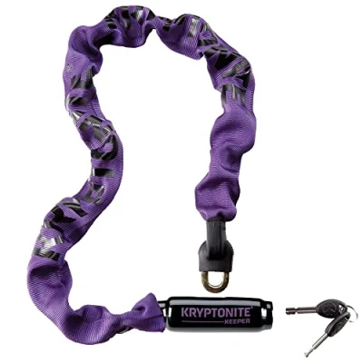 Imagen de Kryptonite (001614) Ant. Cadena Integrated keeper Chain Color Series (7x850) Morado, Candado Calidad Unisex Adulto, Violeta, 81.28 Cm