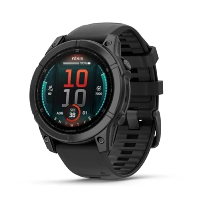 Imagen de Reloj deportivo Garmin FĒNIX® E, Acero plata con Correa negra, 47 mm, 125 208 1.3&quot; AMOLED, GPS, Pay, Autonomía 16 días