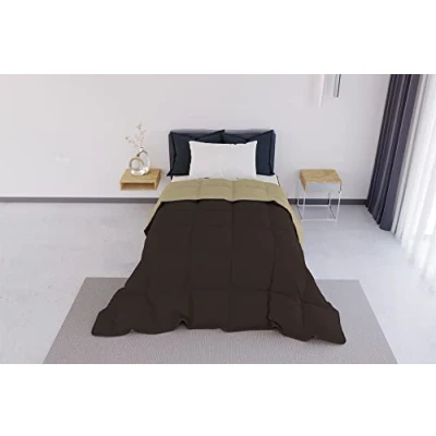 Imagen de Italian Bed Linen Elegant Colcha de Invierno, Marrón/Crema, 220x260 cm
