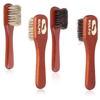 Imagen de SULPO Cepillo para marcapáginas Crema Zapatos Cerdas de caballo cuero Cuidado del calzado Color Negro / Natural 4 unidades
