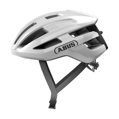 Imagen de ABUS casco de ciclismo carretera PowerDome ligero con sistema ventilación inteligente y perfil aerodinámico Made in Italy para hombres mujeres blanco brillante, L
