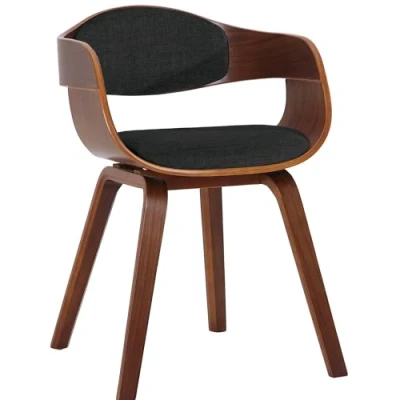 Imagen de CLP Silla De Visita Kingston En Tela I Madera con Respaldo Semi Curvado Butaca Salón Estilo Escandinavo I, Color:Nuez/Negro
