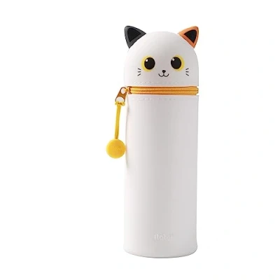 Imagen de I TOTAL® Estuche de Silicona Suave para la Escuela, Extensible con Forma Moldeada, Belleza (Orange Cat)