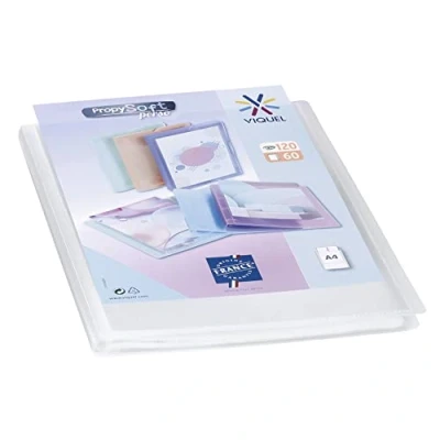 Imagen de Viquel Protección de documentos personalizable Encuadernación A4 Portafotos 120 caras (60 bolsillos) Propysoft Fundas transparentes y lisas Incoloración translúcido