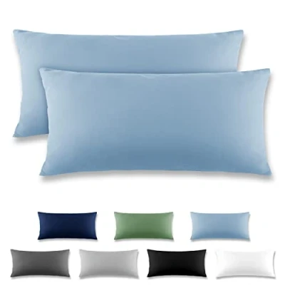 Imagen de REDKEY Funda Almohada Juego de 2 Fundas Almohadas 40x80 cm, con Solapa (sin Cremallera), Transpirable Suave Antiarrugas Microfibra Azul Claro