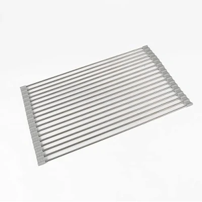 Imagen de Wehouseware® Escurreplatos Enrollable, Escurridor Fregadero, Acero Inoxidable para Secar Frutas, Verduras y Platos