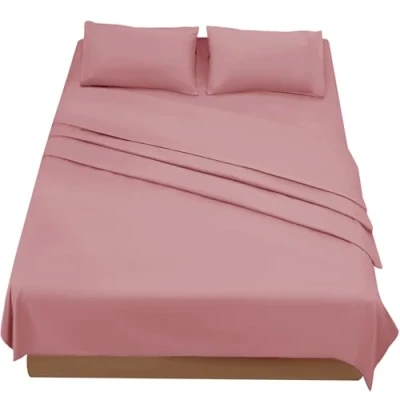 Imagen de FARFALLAROSSA Sabanas Cama 180 Juego Sábanas 4 Piezas Bajera Ajustable Encimera 2 Funda de Almohada 50x80 (Cama 180x190/200 cm, Rose Fonce)