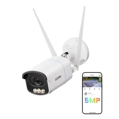 Imagen de ZOSI 5MP 3K Cámara Vigilancia Seguridad WiFi Exterior, Detección y Alarma de Persona, Visión Nocturna en Color