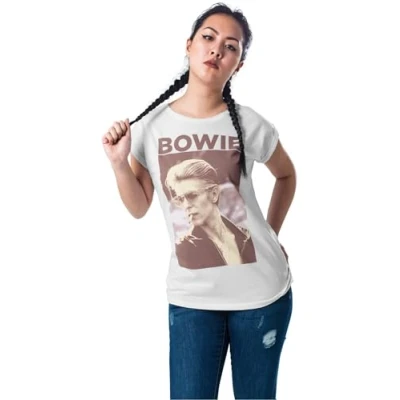 Imagen de Mister Tee David Bowie Camiseta estampada, Mujer, Talla: Large, White