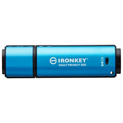 Imagen de Kingston IronKey Vault Privacy 50 Unidad USB Type C con certificación FIPS 197 y cifrado XTS AES de 256 bits para la protección datos IKVP50C/64GB