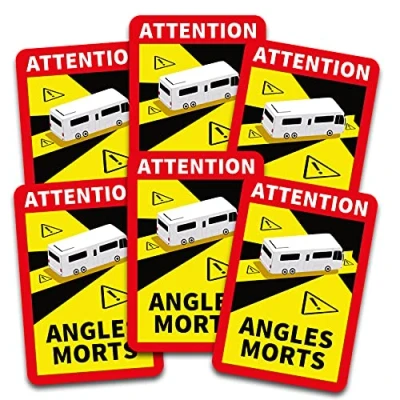 Imagen de Pegatinas de Attention Angles Morts 25 x 17 cm para vehículos obligatorios a Partir 3,5 t Advertencia ángulo Muerto R145 (Autocaravana, 6 Unidades)