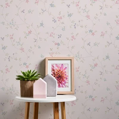 Imagen de A.S. Création Maison Charme 390712 Papel pintado para pared (10,05 x 0,53 m), color crema, verde, azul y rosa