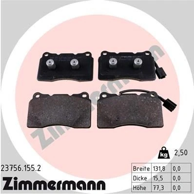 Imagen de ZIMMERMANN 23756.155.2 Juego de pastillas freno con contacto avisador desgaste Foto correspondiente a la entrega ALFA ROMEO: Giulietta Hatchback