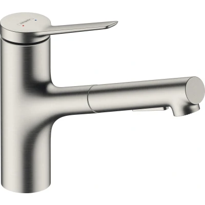 Imagen de hansgrohe Zesis M33, grifo de cocina con ducha extraíble, 2 tipos chorro, mezclador monomando 150 mm, fregadero caño giratorio, aspecto acero inoxidable