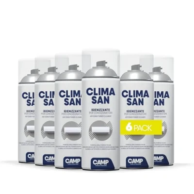 Imagen de Camp Climasan Spray Higienizante para Sistemas de Aire Acondicionado, el Hogar y Automóvil, Purifica Neutraliza los Malos Olores, Pack 6 x 400 ml