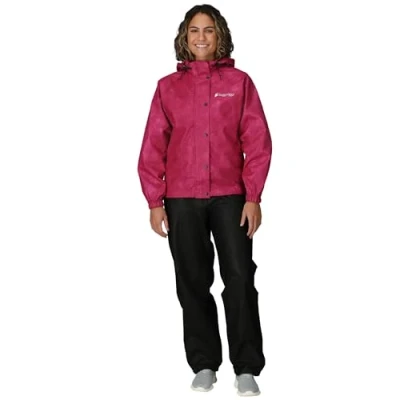Imagen de FROGG TOGGS Traje de lluvia para mujer clásico multiusos impermeable y transpirable, Mujer, AP13580, Cereza/Negro, M