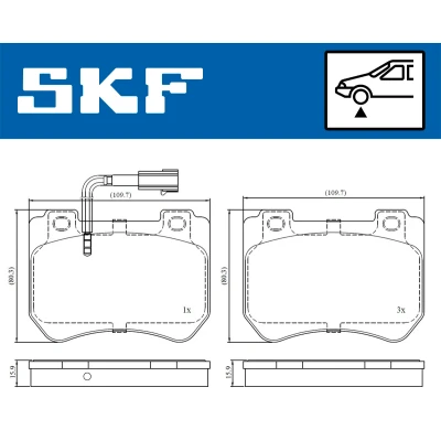 Imagen de SKF VKBP 80610 E Juego de pastillas freno con contacto avisador desgaste