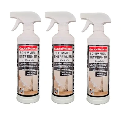 Imagen de CleanPrince Eliminador de moho sin cloro, 3 x 500 ml, para interiores con manchas moho, elimina el y