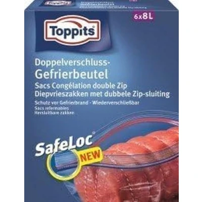 Imagen de Toppits SafeLoc Bolsas de congelación con cierre doble (8 L, 6 unidades), transparente
