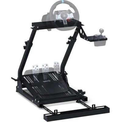 Imagen de GT Omega Soporte Volante Logitech G29 G920 G923 Force Feedback Thrustmaster T500 RS y TH8A Shifter Mount V1 PS4 Xbox Fanatec Clubsport Wheel Stand Plegable con Inclinación Ajustable para Sim Racing