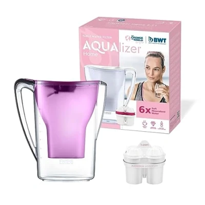 Imagen de BWT Penguin Electrónica jarra filtradora de agua con magnesio + Pack 6 filtros agua, 2, 7 L Violeta