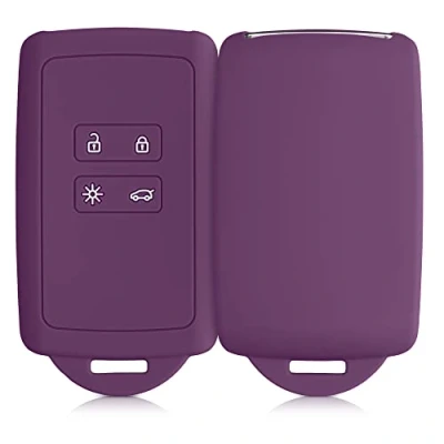 Imagen de kwmobile Funda de Silicona Compatible con Renault Llave Coche Smart Key 4 Botones (Solo Keyless Go) Carcasa Protectora para Llavero Case Mando Auto Magenta Oscuro