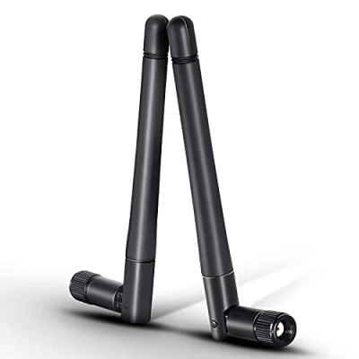Imagen de Eightwood Antena WiFi 2.4G / 5G WLAN de Doble frecuencia con inclinación y Rollo 3dBi 2 Piezas para Tarjeta Tarjetas inalámbricas PCI Enrutador inalámbrico Bluetooth ZigBee