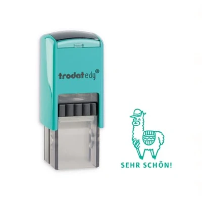 Imagen de Trodat edy fix Sello de motivación para profesores y educadores, 1 diseño llama muy bonito, alemán, carcasa verde menta, impresión verde, autoentintable, 20 x mm
