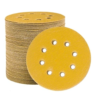 Imagen de STEBRUAM Disco de Lija Discos 100 Piezas 120 Granos 125mm Papel abrasivo autoadhesivos Pulir Hook and Loop Abrasivos 8 Agujeros para Lijadora Orbital