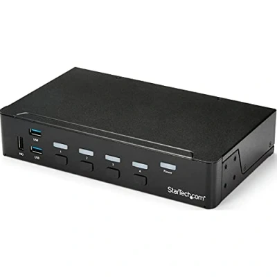Imagen de StarTech.com SV431HDU3A2 Switch conmutador KVM de 4 Puertos HDMI 1080p con Hub USB 3.0 para periféricos, Color Negro
