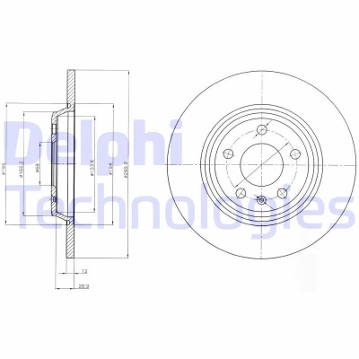 Imagen de DELPHI BG4081C Disco de freno 300 12 5 macizo revestido sin procesar cojinete rueda, anillo sensor ABS AUDI: A5 B8 Coupé, A6 C7 Avant, Q5