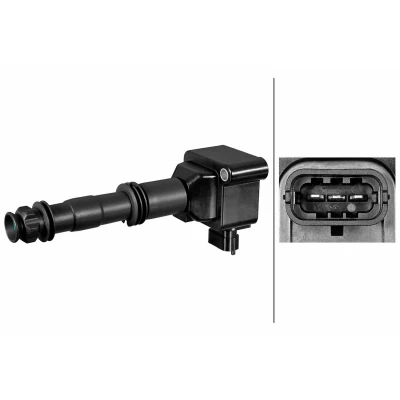Imagen de HELLA 5DA 358 290 151 Bobina de encendido 3polos 12V cavidad bujía, Versión conexión SAE PORSCHE: 911 Cabrio, Coupé