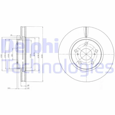 Imagen de DELPHI BG4139C Disco de freno 296 28 5 ventilado revestido sin procesar cojinete rueda, anillo sensor ABS LEXUS: IS 2, 3