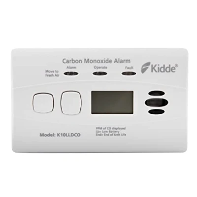 Imagen de Kidde 10LLDCO Alarma de monóxido Carbono con Pantalla Digital Diez años Vida, Color Blanco