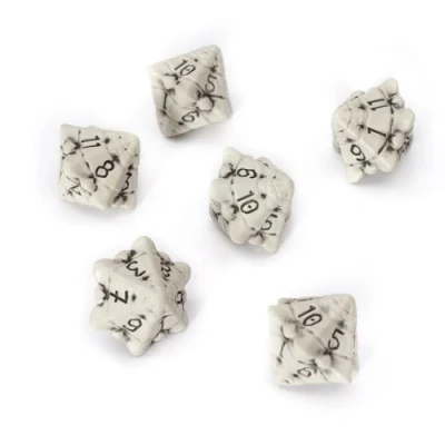 Imagen de Set de Dados rol D12 Conjunto Seis 12 Caras DND Temáticos Calavera y Huesos para Dungeons and Dragons/Dragones Mazmorras, Warhammer, D&amp;D, Pathfinder, MTG (Blanco)