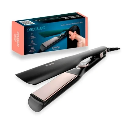 Imagen de Cecotec Plancha de Pelo Bamba RitualCare Sphere Max. Revestimiento cerámica, 45 mm ancho, Pantalla LED, MultiStyle, placas flotantes 3D, Cable giratorio 1,8 m, 140 220ºC, Bloqueo